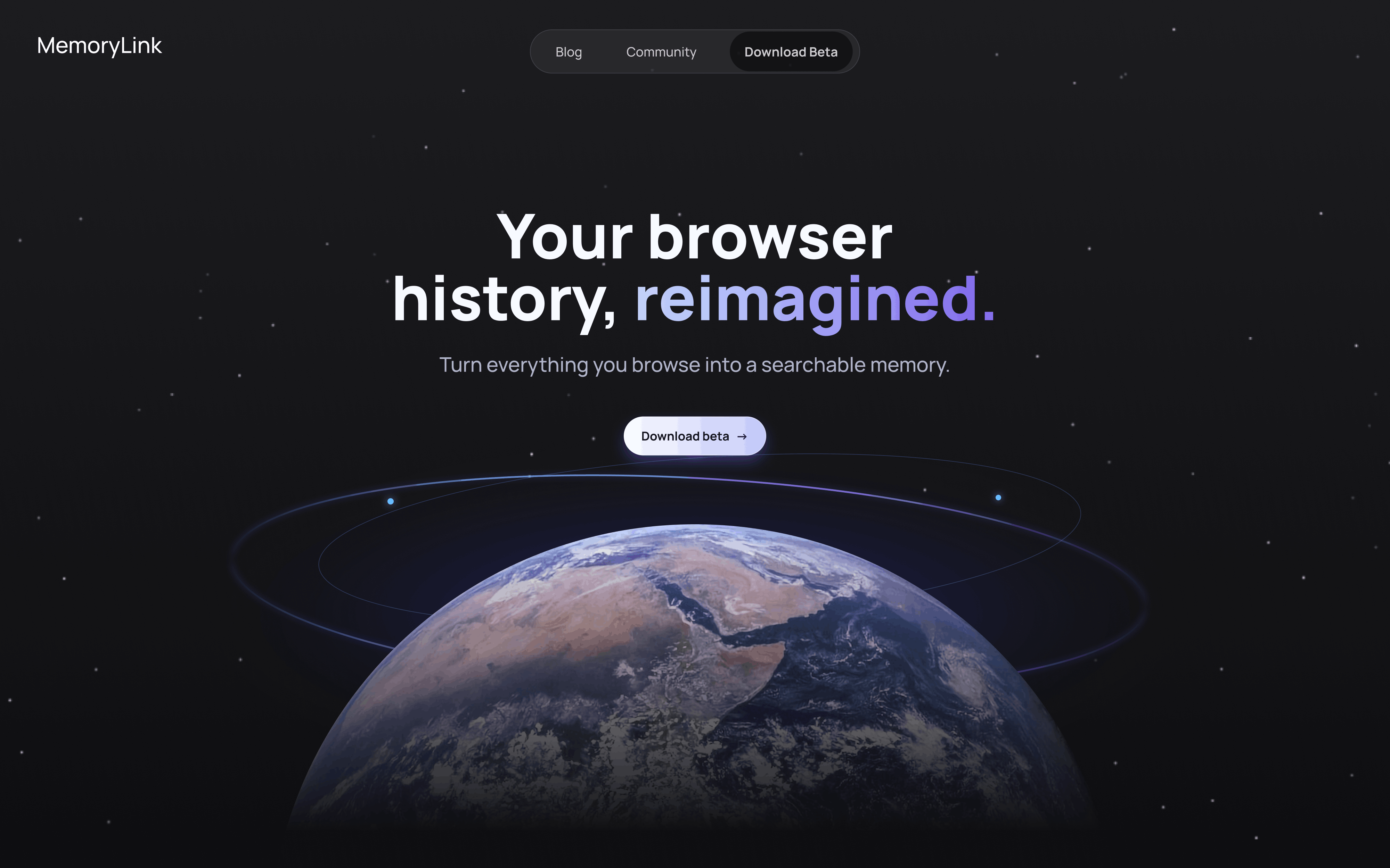 MemoryLink website hero design
