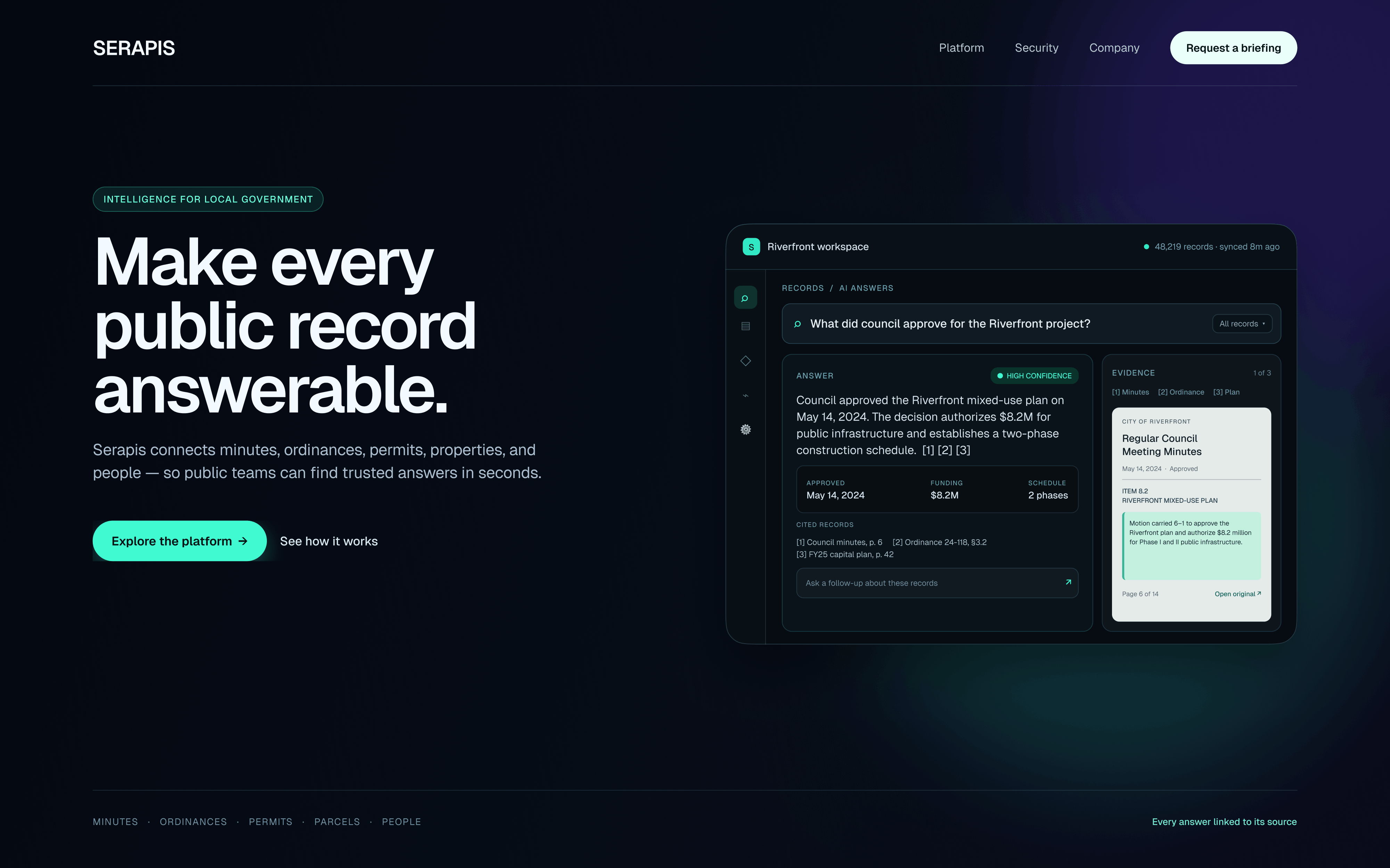 Serapis website hero design